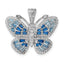 Butterfly Pendant in Sterling Silver with Blue & White Cubic Zirconia, 26mm - Sophia Jewelers