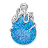 Sterling Silver Rhodium-plated Polished Blue Created Opal Octopus Chain Slide