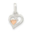 Sterling Silver & Rose-tone Polished Open Hearts Pendant