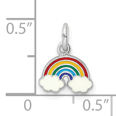 Sterling Silver RH-plated Polished & Enameled Rainbow Children's Pendant