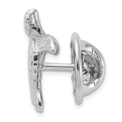 Sterling Silver Rhodium-plated Polished Turtle Pin