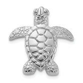Sterling Silver Rhodium-plated Polished Turtle Pin