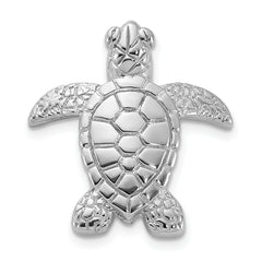 Sterling Silver Rhodium-plated Polished Turtle Pin