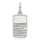 Sterling Silver E-coated Textured Rectangle Charm