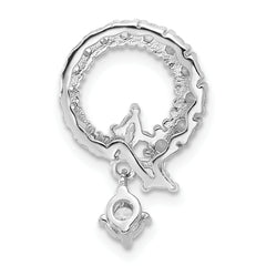 Sterling Silver Rhod-plated CZ Circle Chain Slide Pendant