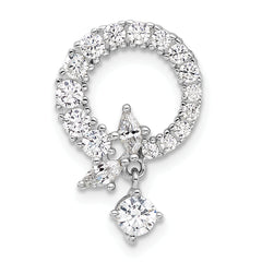 Sterling Silver Rhod-plated CZ Circle Chain Slide Pendant