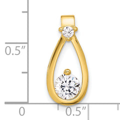 Sterling Silver Gold-tone with CZ Teardrop Shape Chain Slide