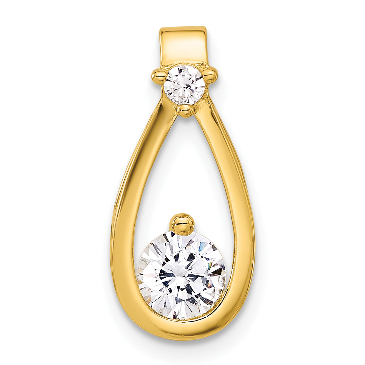 Sterling Silver Gold-tone with CZ Teardrop Shape Chain Slide