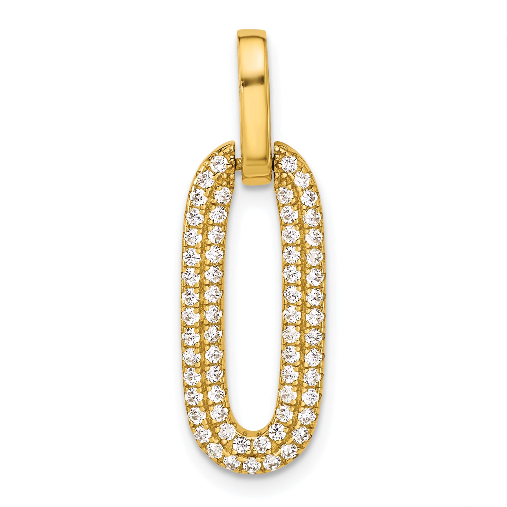 Sterling Silver Gold-tone with Micro Pave CZ Pendant