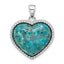 Sterling Silver Rhodium-plated Reconstituted Turquoise Heart Pendant