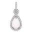Sterling Silver Rhodium-plated Created Opal and CZ Teardrop Pendant