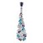 Sterling Silver Rh-plated Polished White/Blue/Purple CZ Teardrop Pendant
