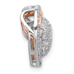 Sterling Silver Rh-plated and Rose-tone CZ 3-piece Interchangeable Heart