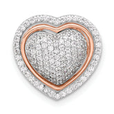 Sterling Silver Rh-plated and Rose-tone CZ 3-piece Interchangeable Heart
