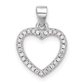 Sterling Silver Rhodium-plated CZ Heart Pendant