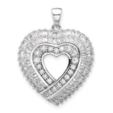 Sterling Silver Rhodium-plated CZ Heart Pendant