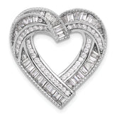 Sterling Silver Rhodium-plated CZ Heart Chain Slide Pendant