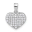 Sterling Silver Rhodium-plated Polished and CZ Pave Heart Pendant