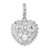 Sterling Silver Rhodium-plated CZ Heart Pendant