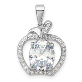Sterling Silver Rhodium-plated CZ Apple Pendant
