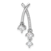 Pure Fire Sterling Silver Rhodium-plated Fancy CZ Chain Slide Pendant
