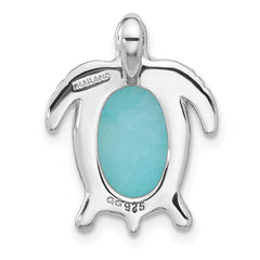 Sterling Silver Rhodium-plated Polished Amazonite Turtle Chain Slide