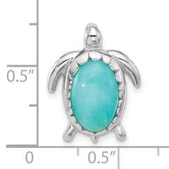 Sterling Silver Rhodium-plated Polished Amazonite Turtle Chain Slide