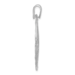 Sterling Silver Rhodium Plated Polished and Brushed Pendant