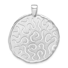 Sterling Silver Rhodium Plated Polished and Brushed Pendant
