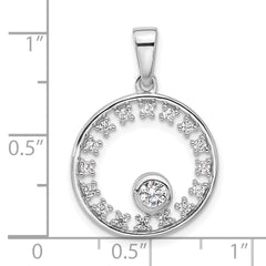 Pure Fire Sterling Silver Rhodium-plated Fancy CZ Circle Pendant