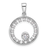 Pure Fire Sterling Silver Rhodium-plated Fancy CZ Circle Pendant