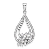 Pure Fire Sterling Silver Rhodium-plated Fancy CZ Drop Pendant