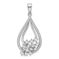 Pure Fire Sterling Silver Rhodium-plated Fancy CZ Drop Pendant