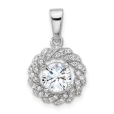 Pure Fire Sterling Silver Rhodium-plated Fancy CZ Round Pendant