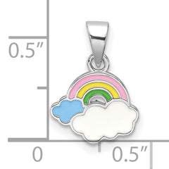 Sterling Silver RH-plated Multi-color Enamel Rainbow Children's Pendant