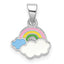 Sterling Silver RH-plated Multi-color Enamel Rainbow Children's Pendant