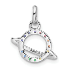 Sterling Silver Rhod-plated Multi-color Crystal Planet Children's Pendant