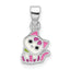 Sterling Silver Rhod-plated Multi-color Enameled Cat Children's Pendant