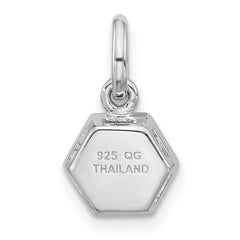 Sterling Silver Rhodium-plated Polished Solitaire Garnet Charm Pendant