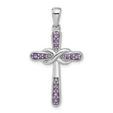 Sterling Silver Rhodium-plated Amethyst Infinity Cross Pendant