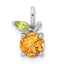 Sterling Silver Rhodium-plated Citrine and Peridot Orange Pendant