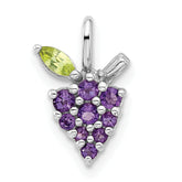 Sterling Silver Rhodium-plated Amethyst and Peridot Grapes Pendant