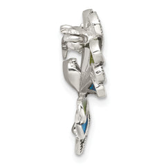 Sterling Silver Antiqued Marcasite with Green and Blue Epoxy Butterfly Pin