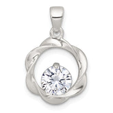 Sterling Silver Polished CZ in Twisted Circle Pendant