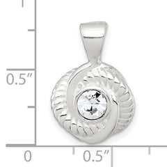 Sterling Silver Polished and Textured CZ Knot Pendant