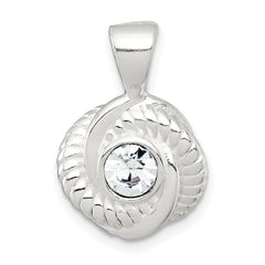 Sterling Silver Polished and Textured CZ Knot Pendant