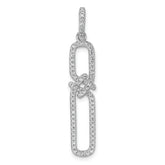 Sterling Silver Rhodium-plated CZ Twisted Rectangle Pendant