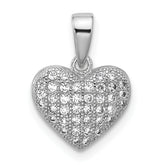 Sterling Silver Rhodium-plated Polished Pave CZ Heart Pendant
