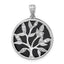 Sterling Silver Rhodium-plated Polished Onyx Circle and CZ Tree of Life Pendant