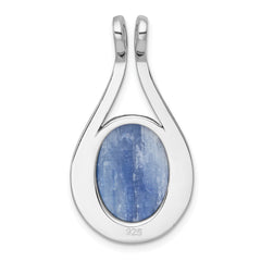 Sterling Silver Rhodium-plated Polished Oval Kyanite Teardrop Chain Slide Pendant